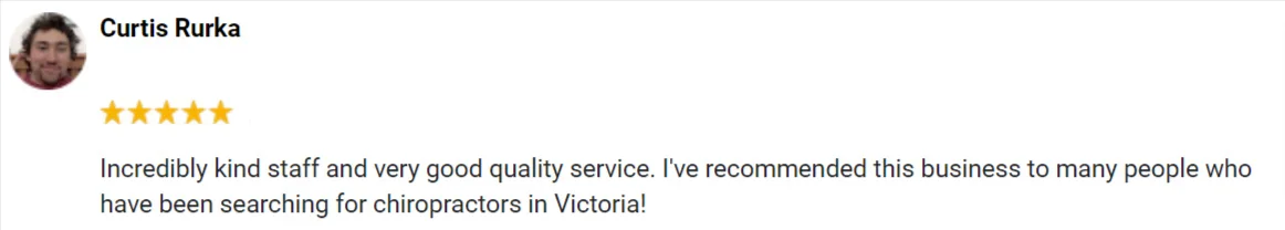 Chiropractic Victoria BC Testimonial Curtis